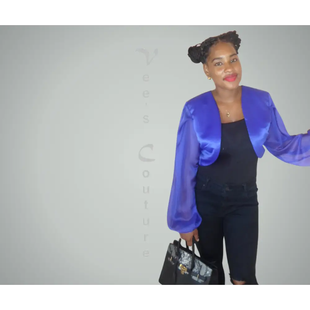 Long Sleeve Bolero - Blue Top